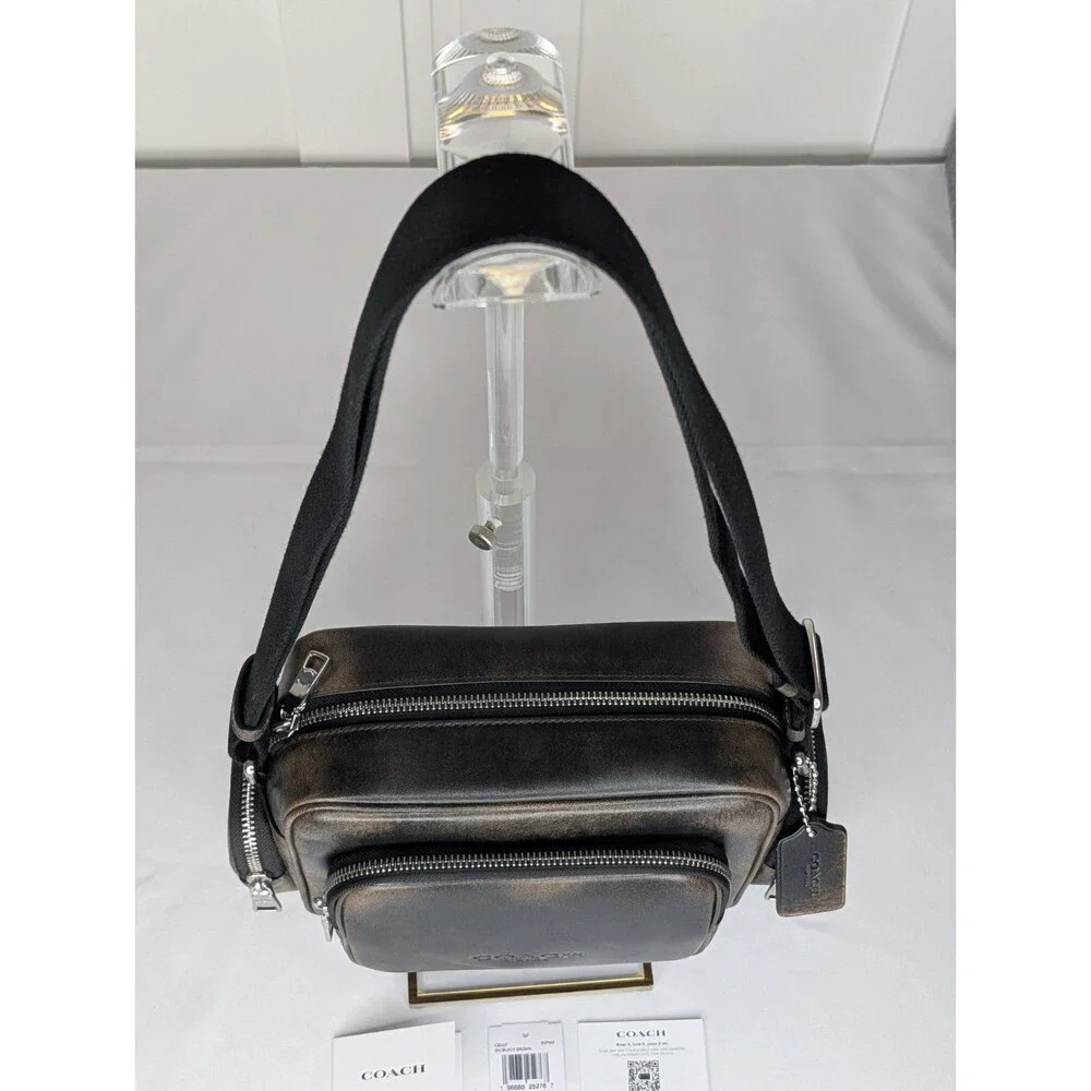 Coach Fletcher Unisex Crossbody -  Loved Leather Black/Tan, NWT